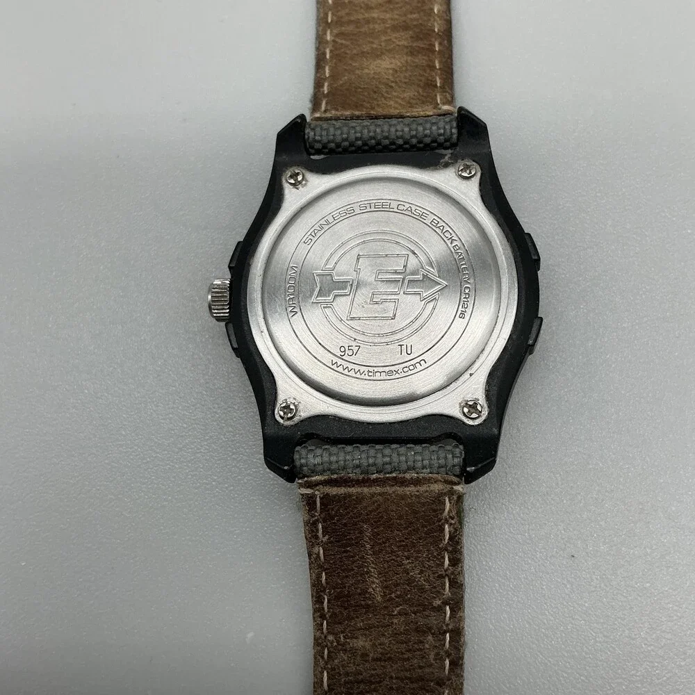 Timex Expedition Indiglo Mens Watch 34mm White Dial Gray Canvas Date New Battery